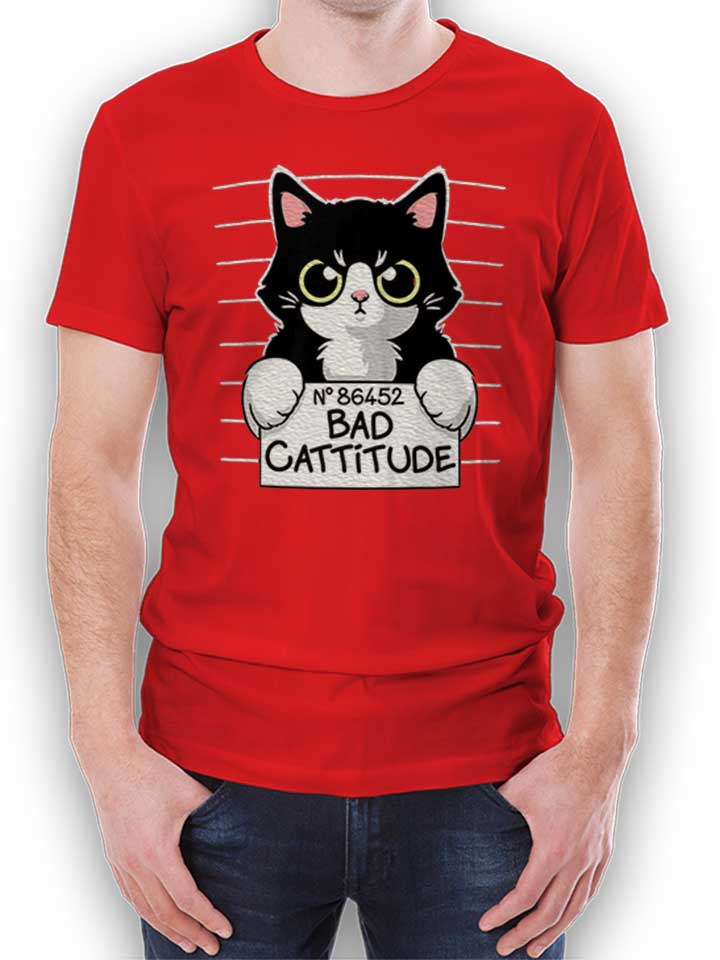 Cat Mugshot Camiseta rojo L