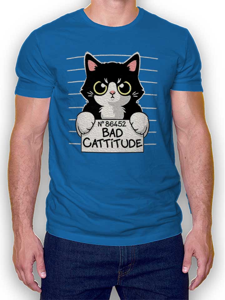 Cat Mugshot T-Shirt bleu-roi L