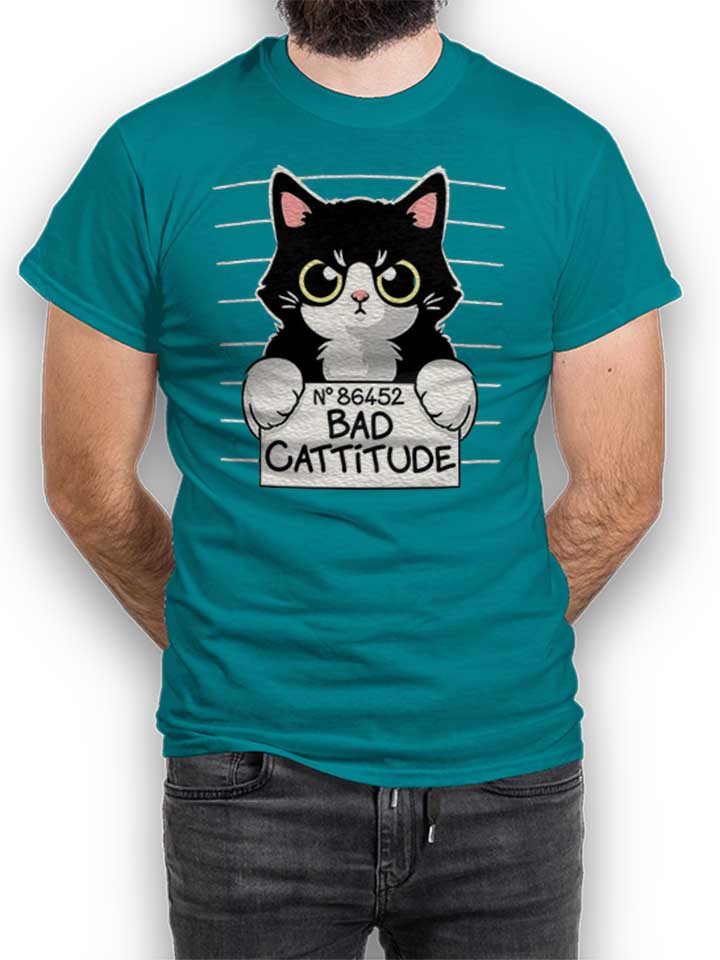Cat Mugshot T-Shirt tuerkis L