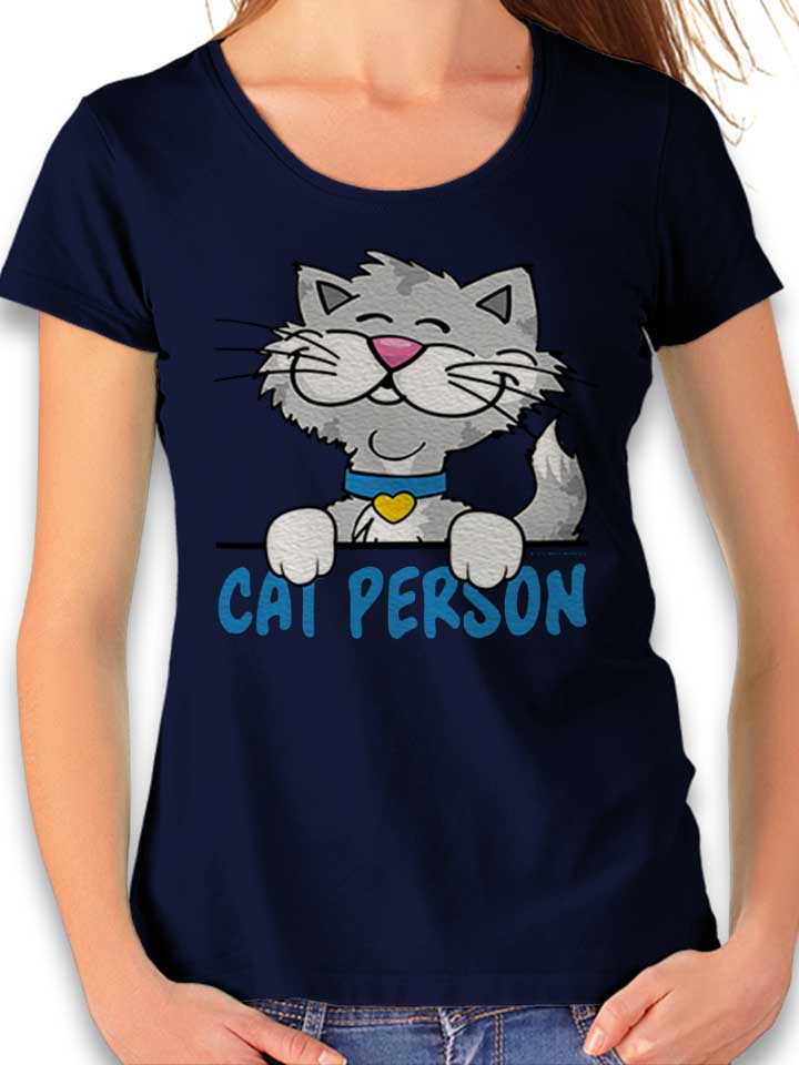 Cat Person Damen T-Shirt dunkelblau L