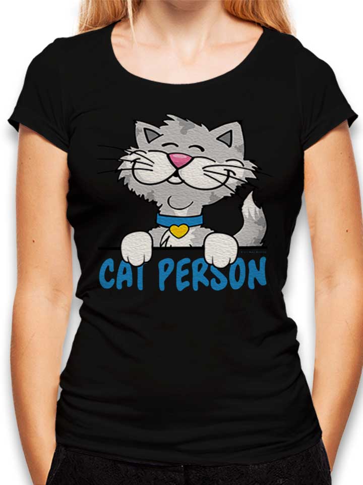 Cat Person Damen T-Shirt schwarz L