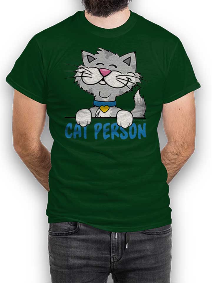 Cat Person T-Shirt dunkelgruen L