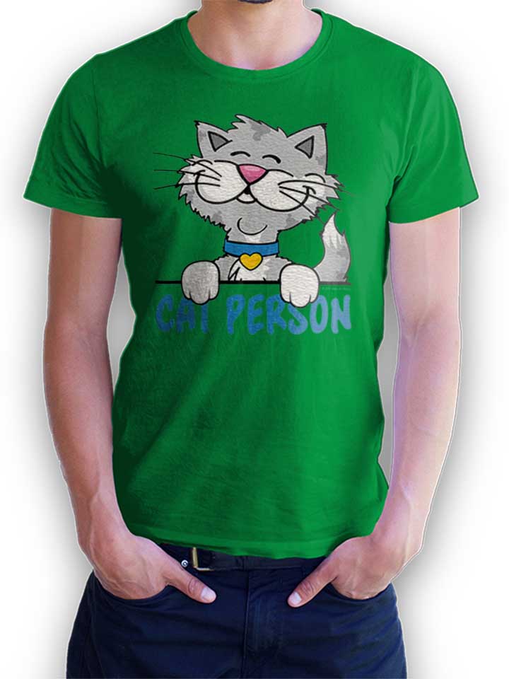 Cat Person T-Shirt green L