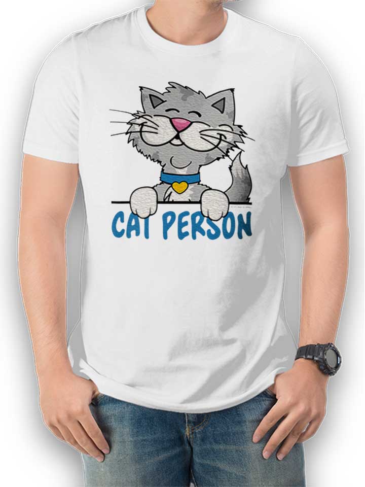Cat Person T-Shirt bianco L