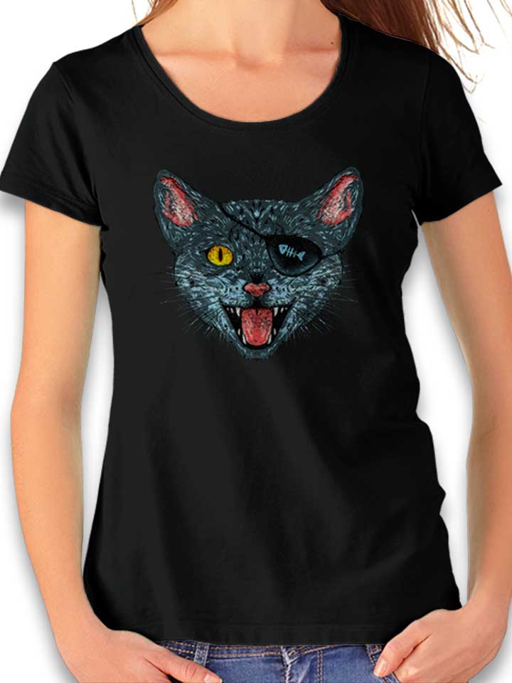 Cat Pirate Damen T-Shirt schwarz L
