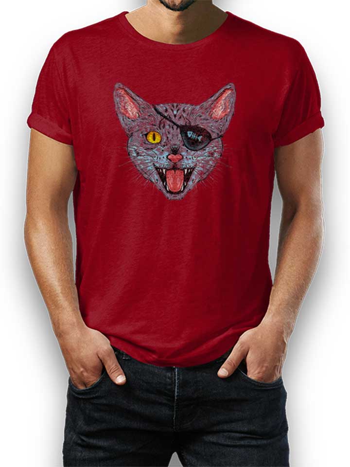 Cat Pirate T-Shirt maroon L