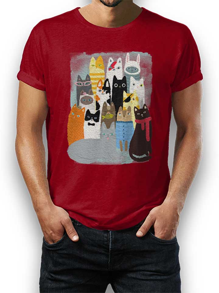 Cat Portrait Camiseta burdeos L