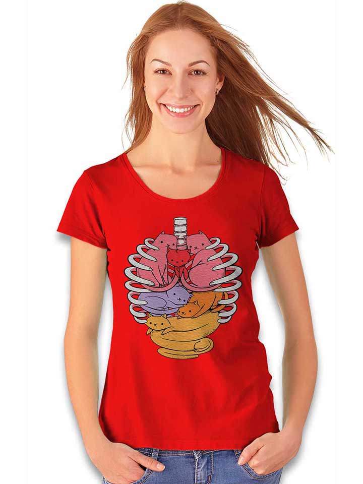 cat-skelett-anatomy-damen-t-shirt rot 2