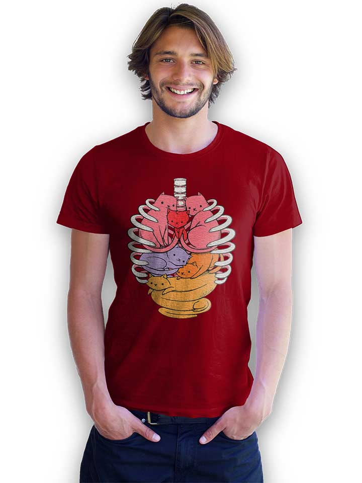 cat-skelett-anatomy-t-shirt bordeaux 2