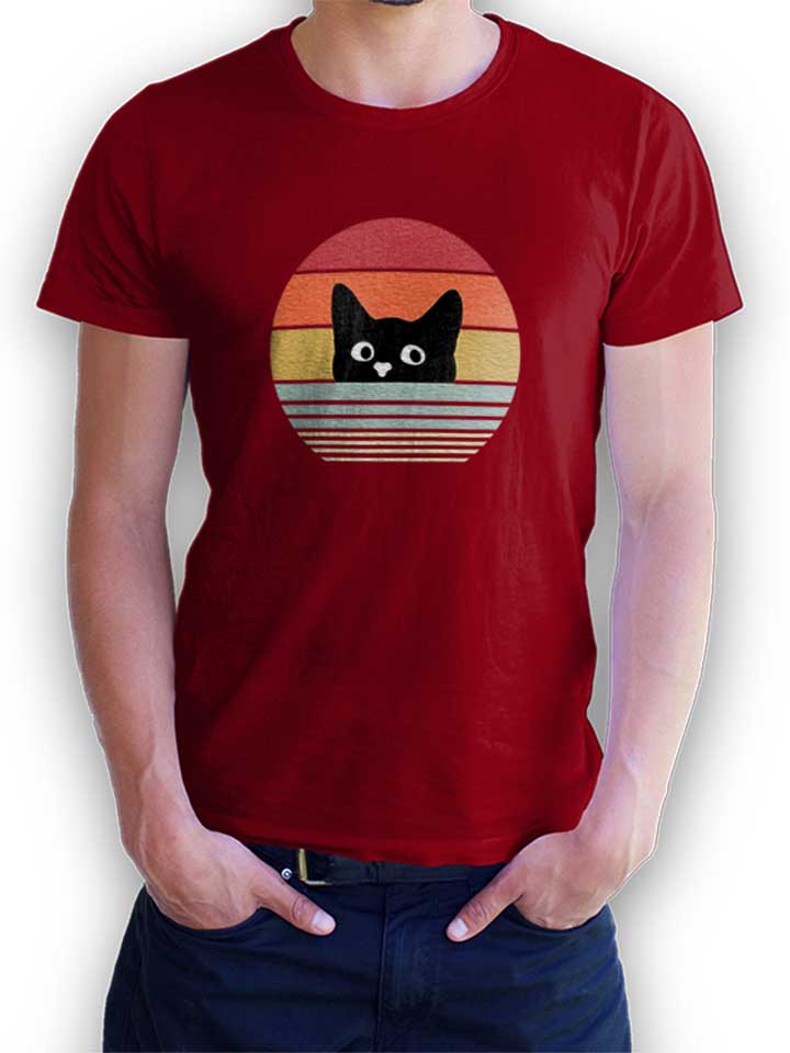 Cat Sunset Camiseta burdeos L