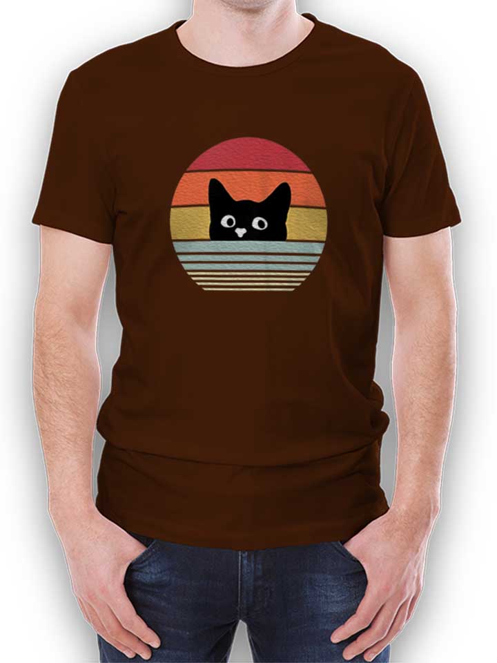 Cat Sunset T-Shirt marrone L