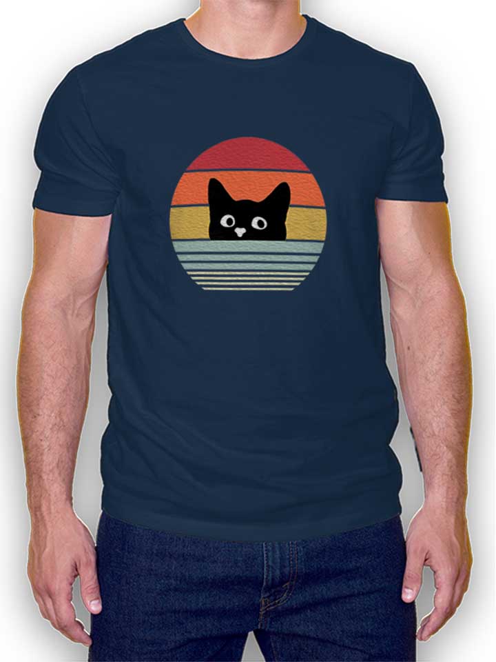 Cat Sunset T-Shirt navy L