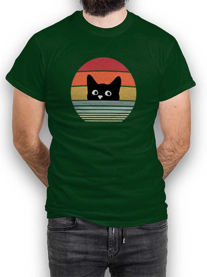 Cat Sunset T-Shirt verde-scuro L
