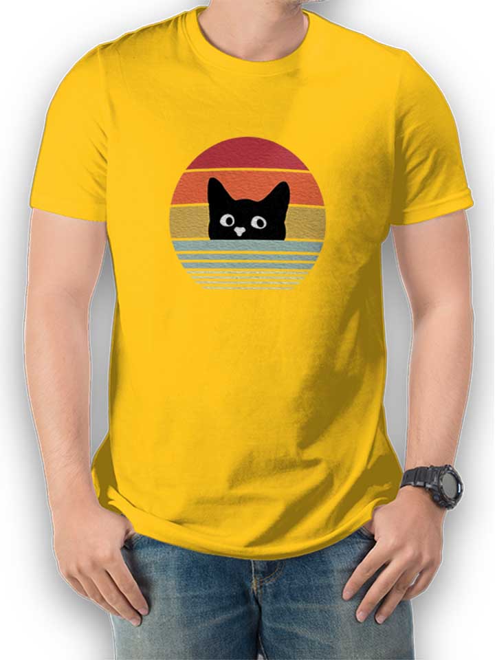 Cat Sunset T-Shirt yellow L