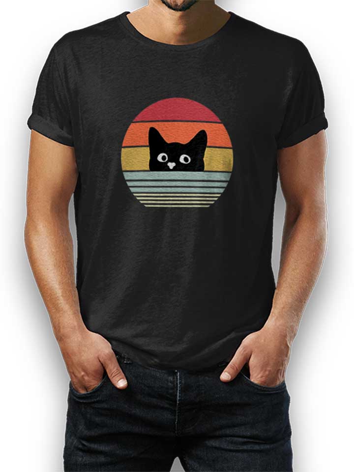 Cat Sunset T-Shirt schwarz L