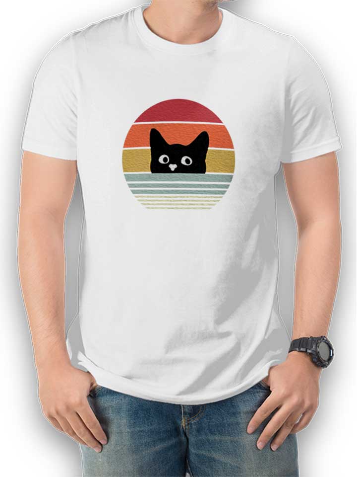 Cat Sunset T-Shirt weiss L