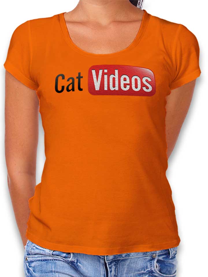 cat-videos-damen-t-shirt orange 1
