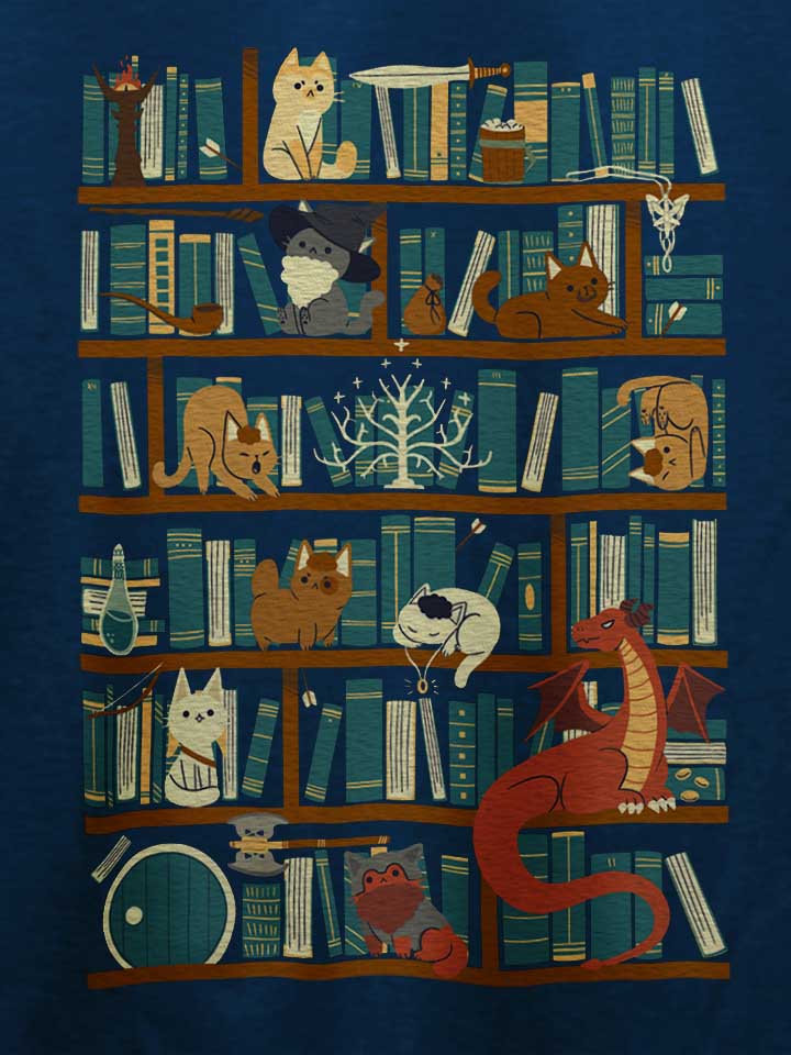 cats-bookshelf-t-shirt dunkelblau 4