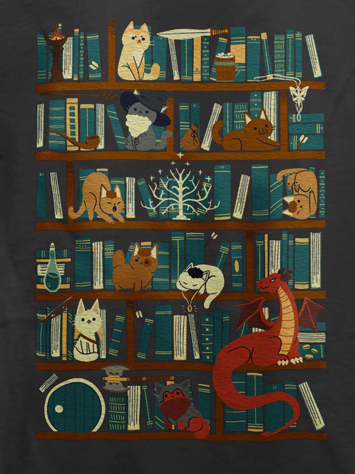 cats-bookshelf-t-shirt dunkelgrau 4
