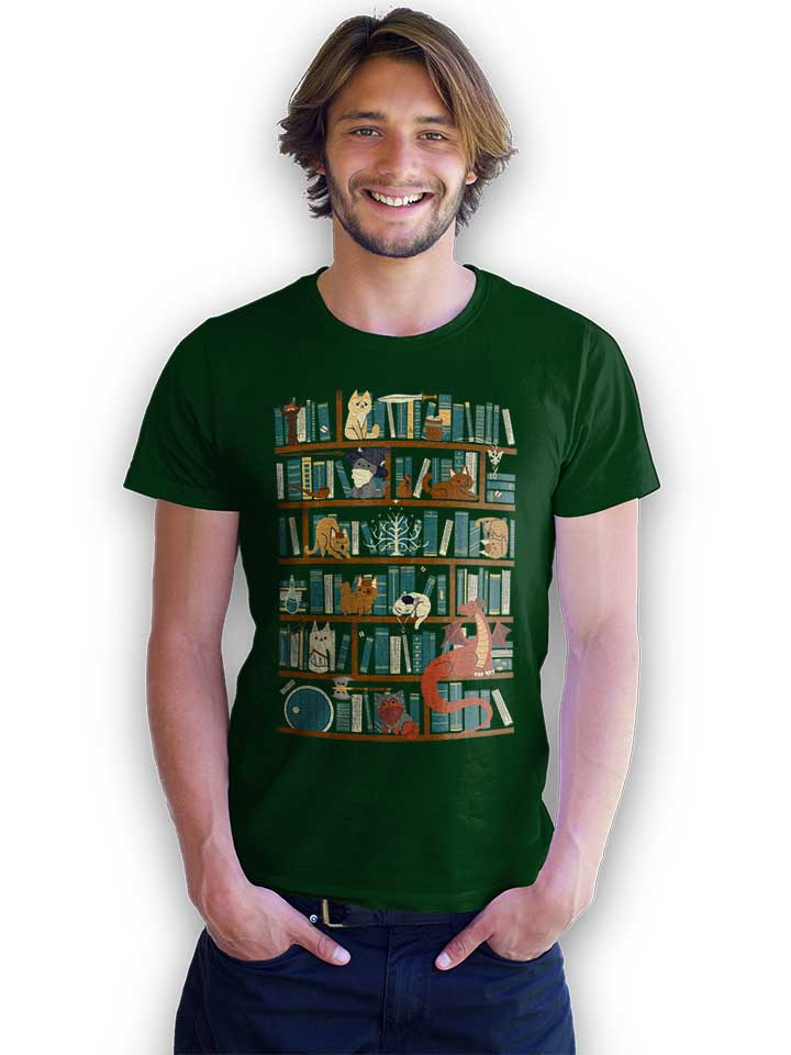 cats-bookshelf-t-shirt dunkelgruen 2