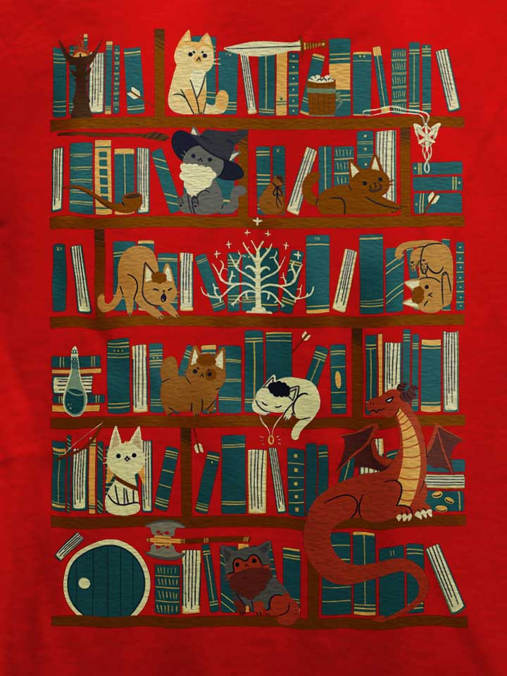 cats-bookshelf-t-shirt rot 4