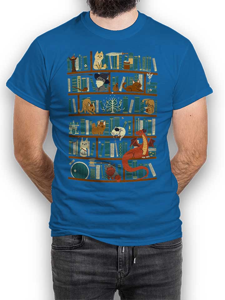 Cats Bookshelf T-Shirt royal L