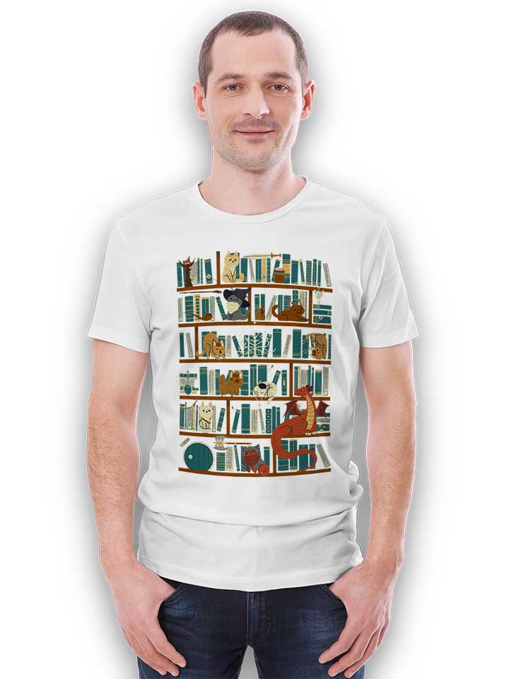 cats-bookshelf-t-shirt weiss 2