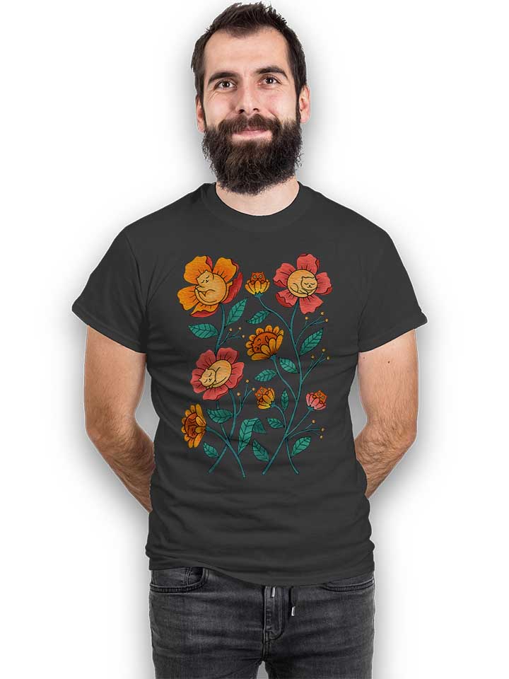 cats-flowers-t-shirt dunkelgrau 2