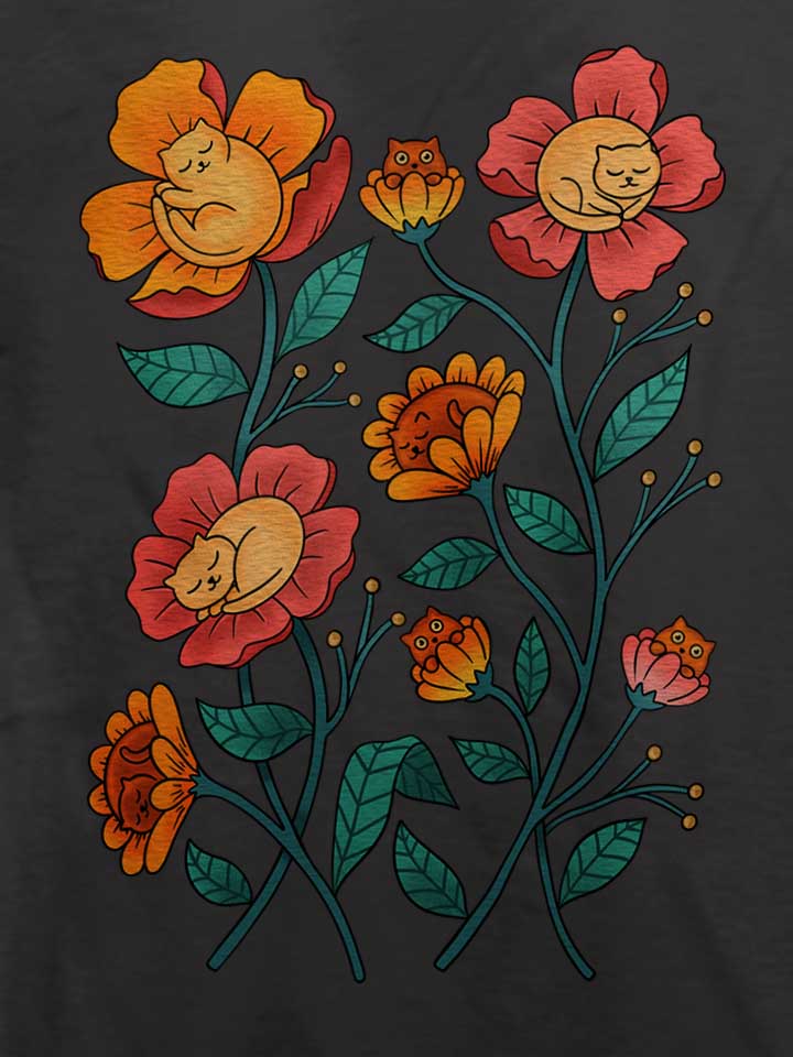 cats-flowers-t-shirt dunkelgrau 4