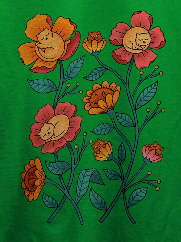 cats-flowers-t-shirt gruen 4