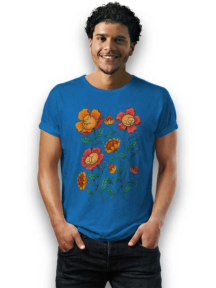 cats-flowers-t-shirt royal 2
