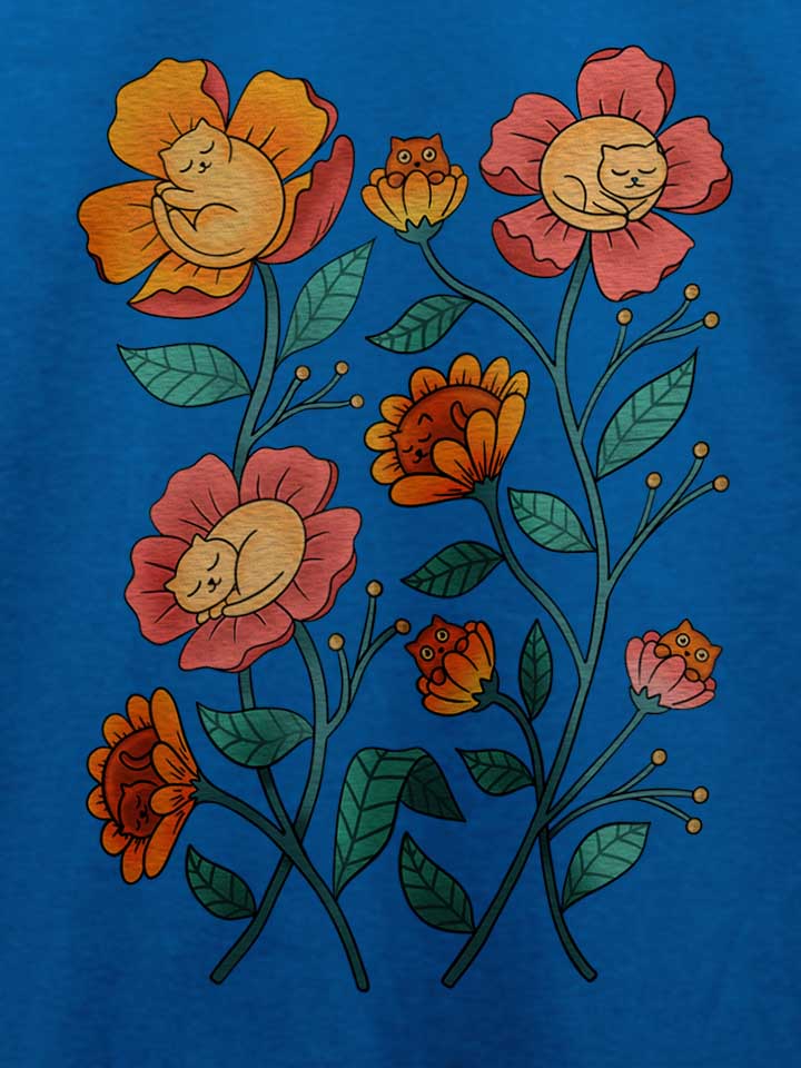 cats-flowers-t-shirt royal 4