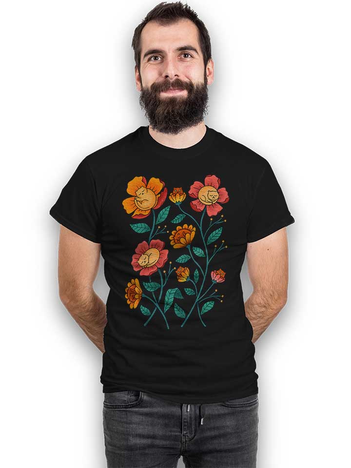 cats-flowers-t-shirt schwarz 2