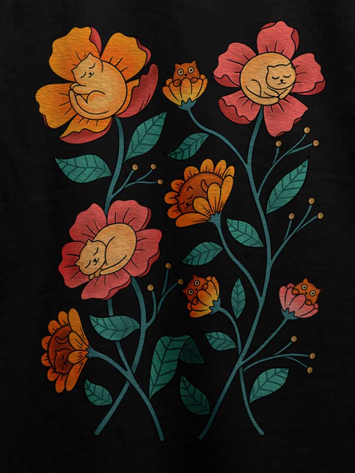 cats-flowers-t-shirt schwarz 4