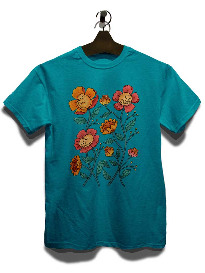 cats-flowers-t-shirt tuerkis 3