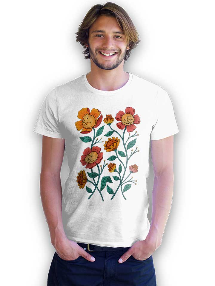 cats-flowers-t-shirt weiss 2