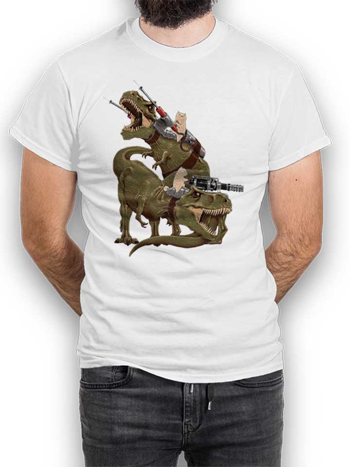 cats-riding-t-rexs-t-shirt weiss 1
