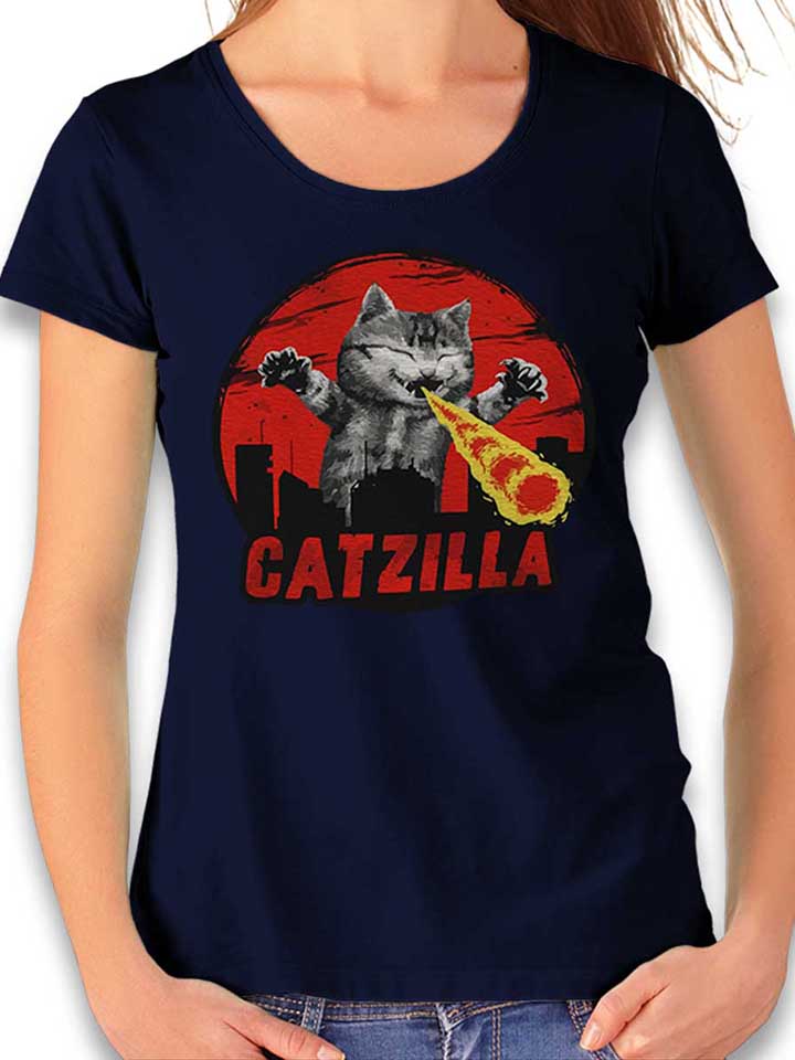 catzilla-damen-t-shirt dunkelblau 1