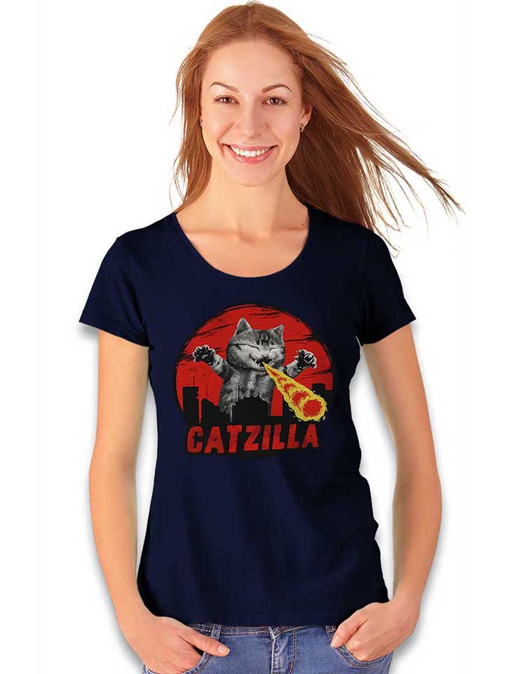 catzilla-damen-t-shirt dunkelblau 2