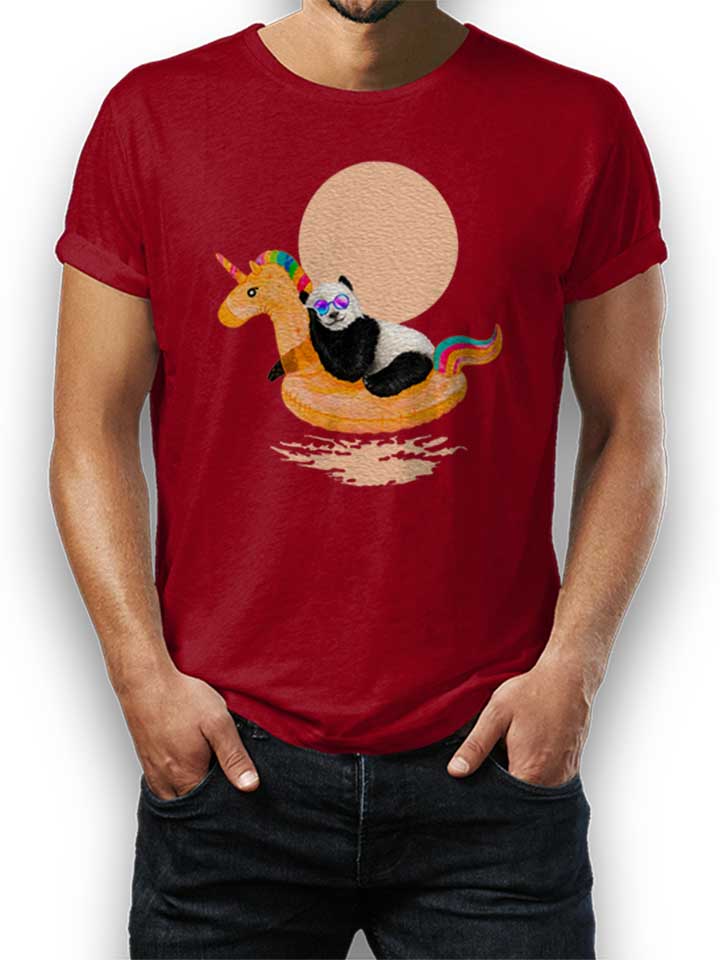 Chillin Unicorn Panda T-Shirt maroon L