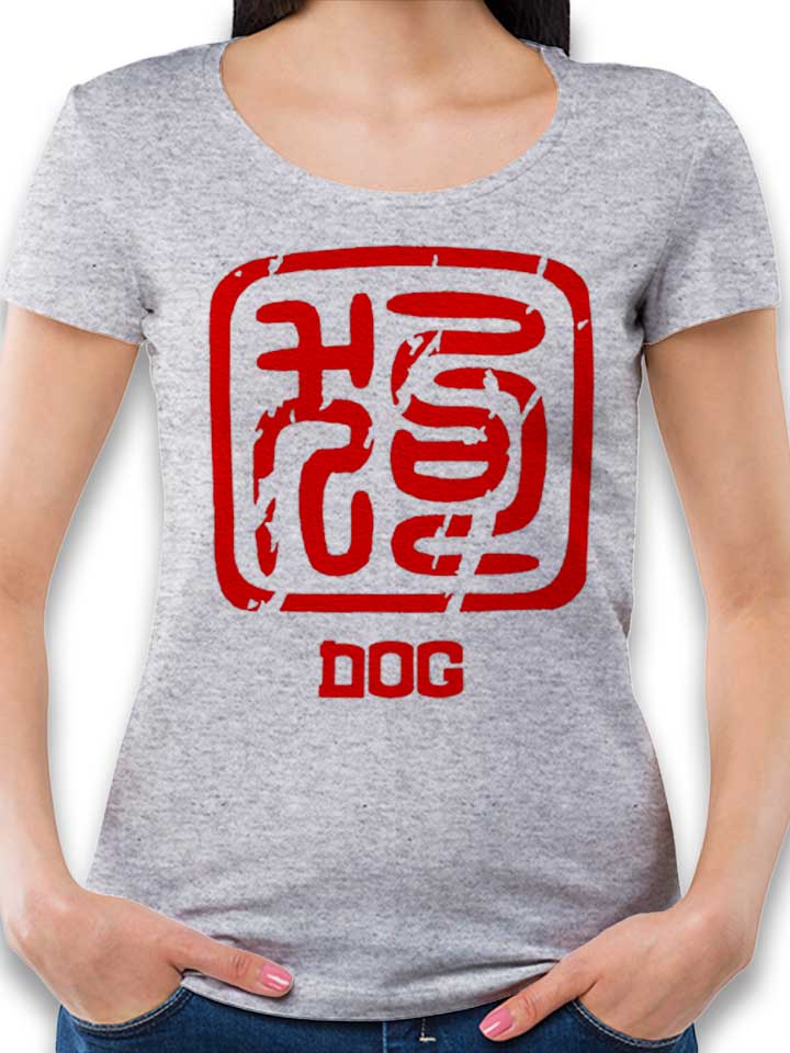 Chinese Signs Dog T-Shirt Donna griglio-melange L