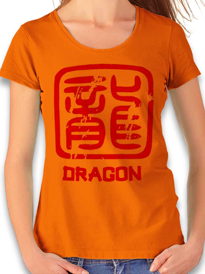 Chinese Signs Dragon Damen T-Shirt orange L