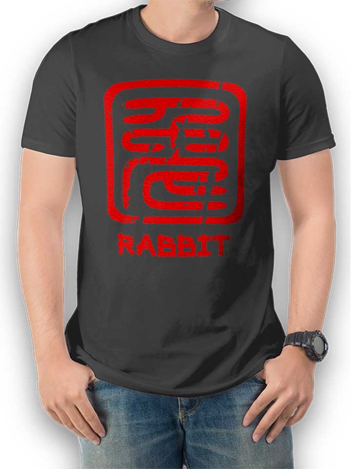 Chinese Signs Rabbit T-Shirt dunkelgrau L