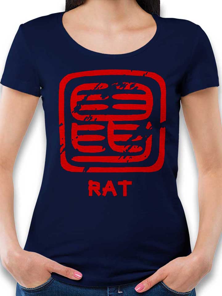 Chinese Signs Rat T-Shirt Donna blu-oltemare L