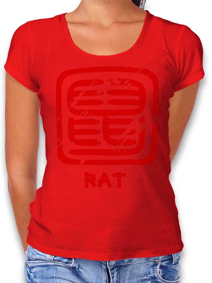 Chinese Signs Rat T-Shirt Femme rouge L