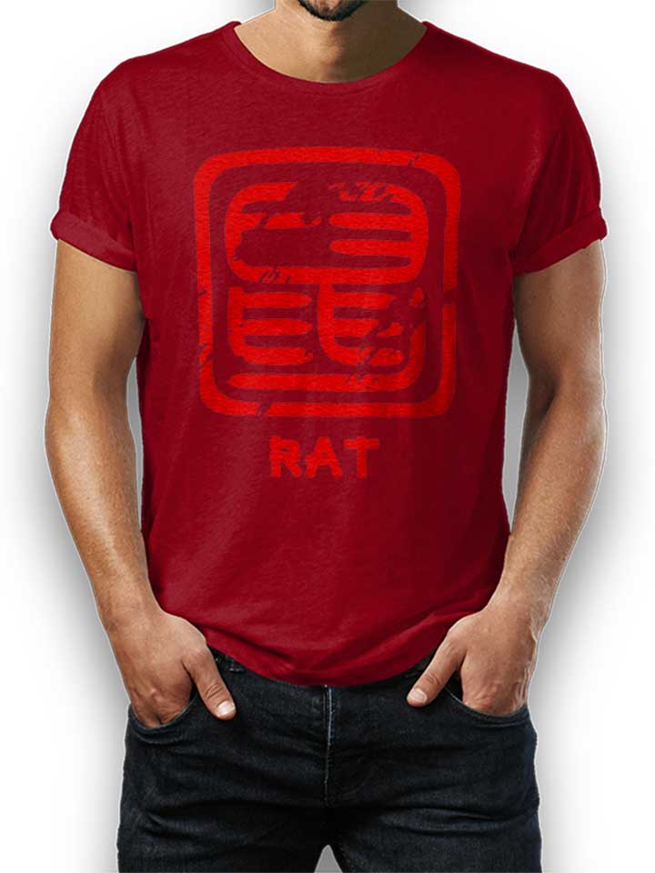 Chinese Signs Rat T-Shirt maroon L