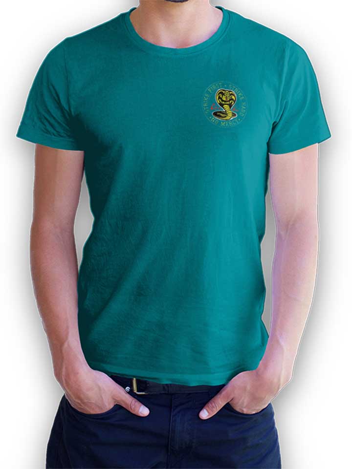 cobra-kai-logo-chest-print-t-shirt tuerkis 1