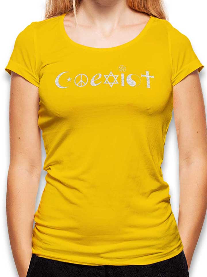 coexist-damen-t-shirt gelb 1