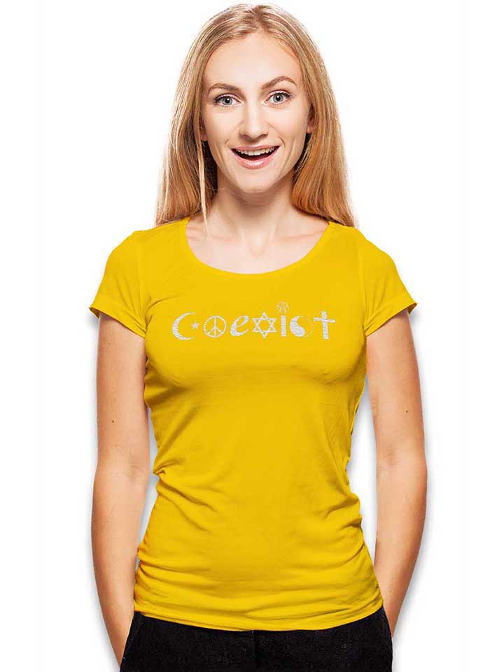 coexist-damen-t-shirt gelb 2