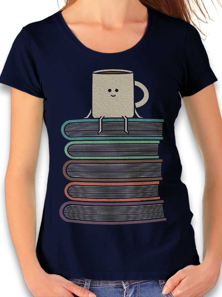 coffee-books-damen-t-shirt dunkelblau 1